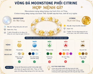 Vòng đá moonstone phối citrine