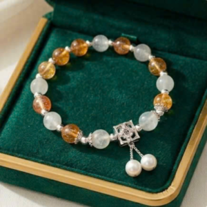 vòng đá moonstone phối citrine